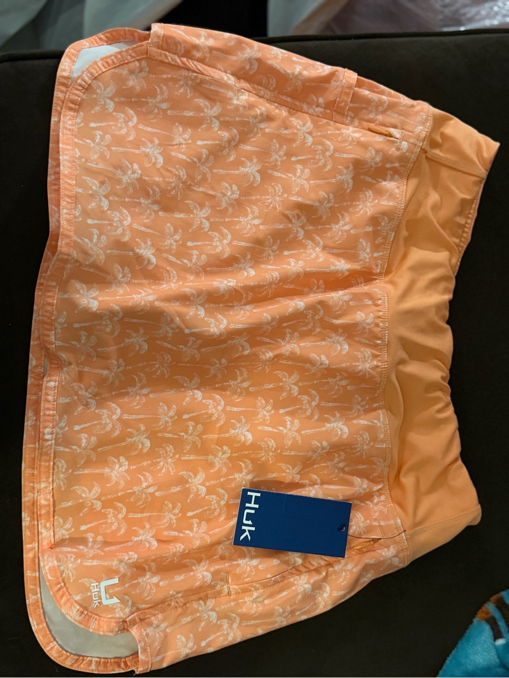 Huk Coral Peach Palm Print Skort